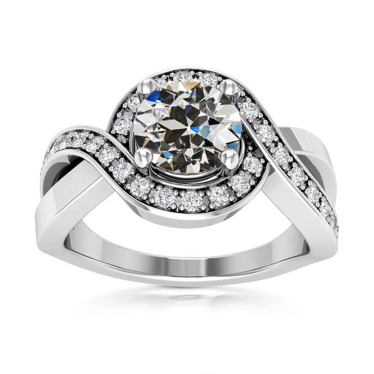 Bague Halo Ronde Vieux mineur Réel Diamant Tige Torsadée 4.25 Carats Ensemble De Griffes