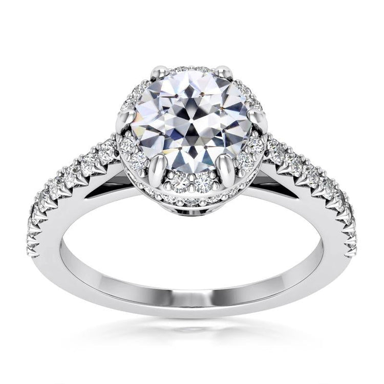 Bague Halo Ronde ancienne mine Cut Naturel Diamant 6 Griffes Ensemble 7 Carats Bijoux