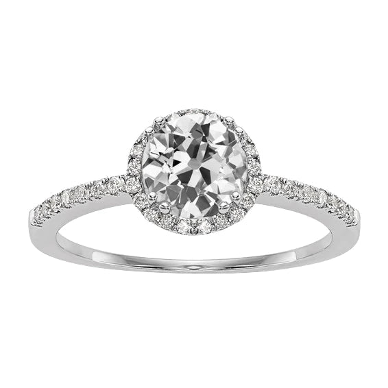 Bague Halo Round Vieux Mineur Réel Diamond Pour Femme Avec Accents 4 Carats
