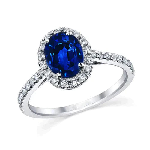 Bague Halo Saphir Bleu 3 Carats