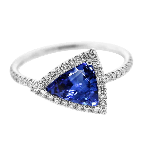 Bague Halo Saphir Taille Trilliant