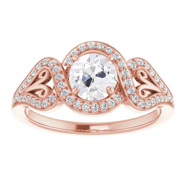 Bague Halo Style Vintage Rond Ancienne Mine Cut Réel Diamond Prong Set 5 Carats