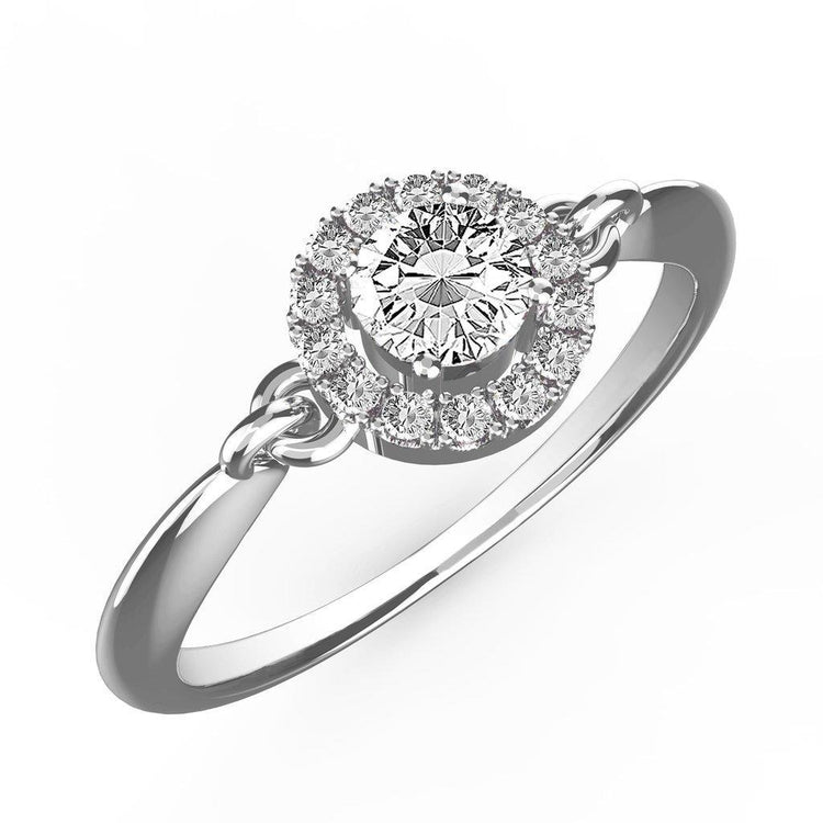 Bague Halo Véritable Diamant Rond 1.75 Carats Or Blanc 14K