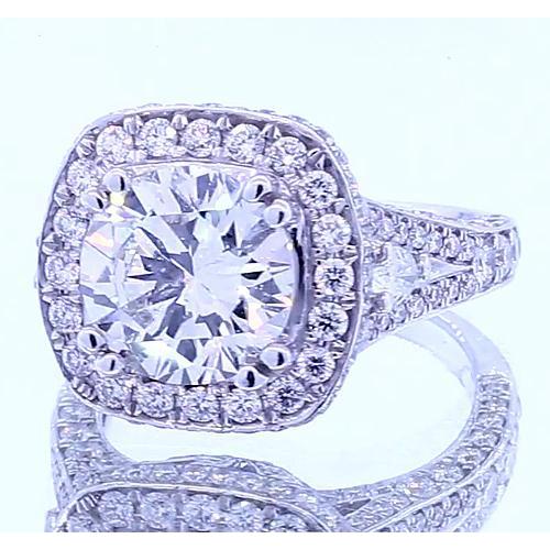 Bague Halo Véritable Diamant Rond 4.50 Carats Or Blanc 14K