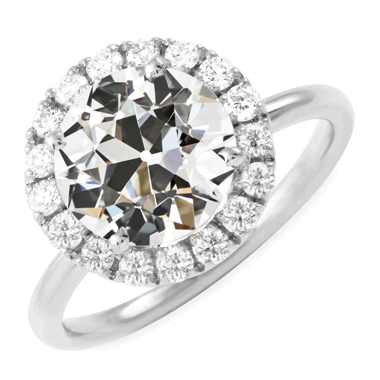 Bague Halo Véritable Diamant Rond 9 Carats