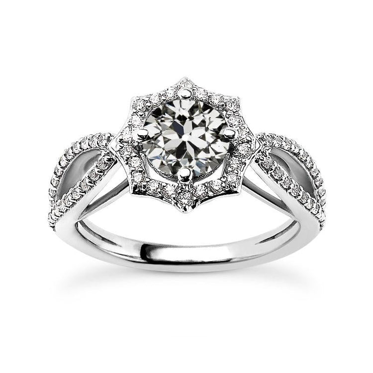 Bague Halo ancienne mine Cut Véritable Diamond Style Star Split Tige 3.25 Carats