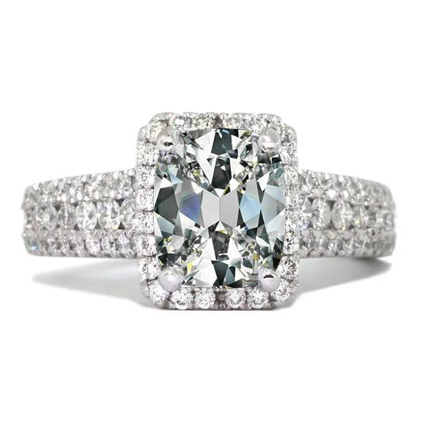 Bague Halo de Réel Diamants Ovale ancienne mine Cut en Or 14K Or Blanc 9.50 Carats
