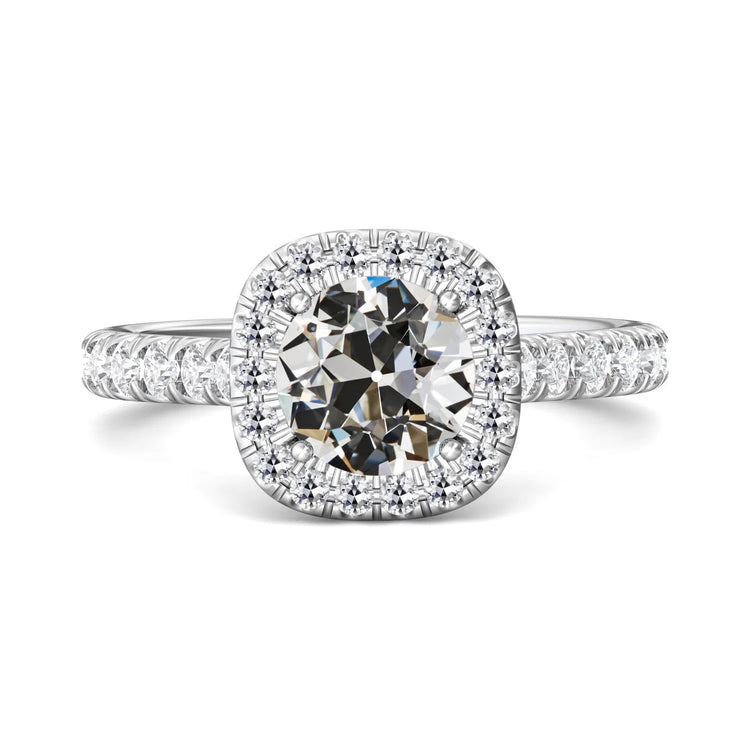 Bague Halo de Réel diamants ronds taille ancienne en or 14 carats bijoux pour femmes 5 carats
