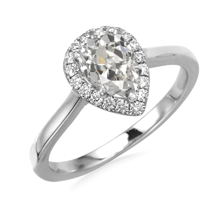 Bague Halo de Réel diamants taille vieille mine ronde et poire en or 14 carats 4.50 carats