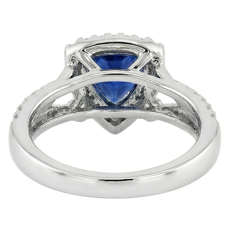 Bague Halo diamant pour femme 3 carats trillion bleu saphir tige fendue