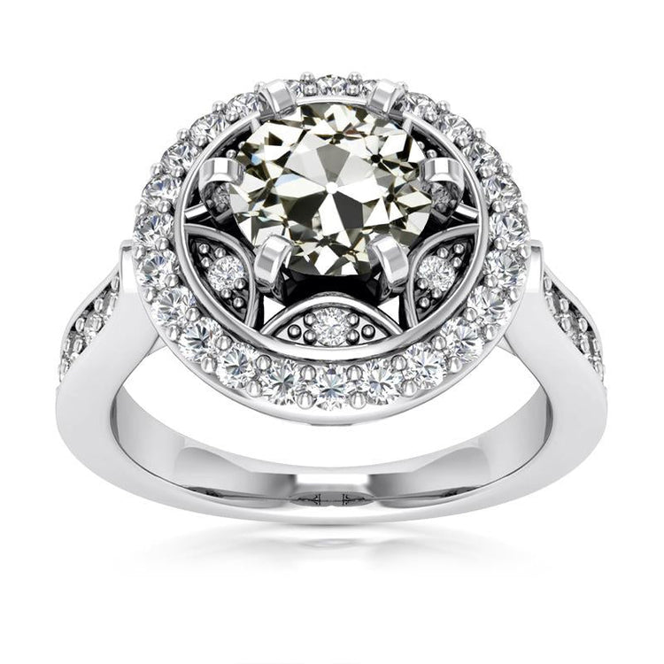 Bague Halo ronde ancienne mine Cut Réel Diamond Lady's Ring Star Style 5.75 Carats