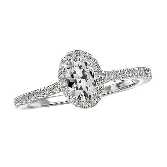 Bague Halo ronde et ovale en Réel diamant taille ancienne mine avec accents 5 carats