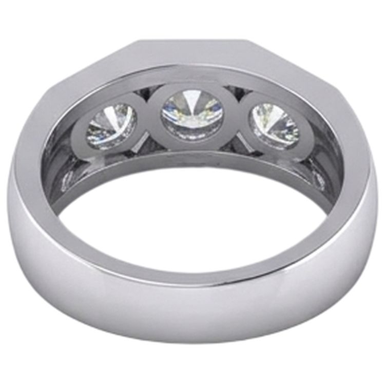 Bague Homme 3 Pierres Naturel Diamant Or 2.50 Carats