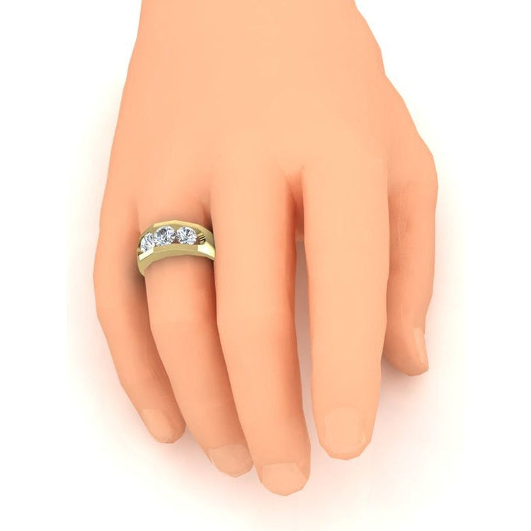 Bague Homme 3 Pierres Naturel Diamant Or 2.50 Carats