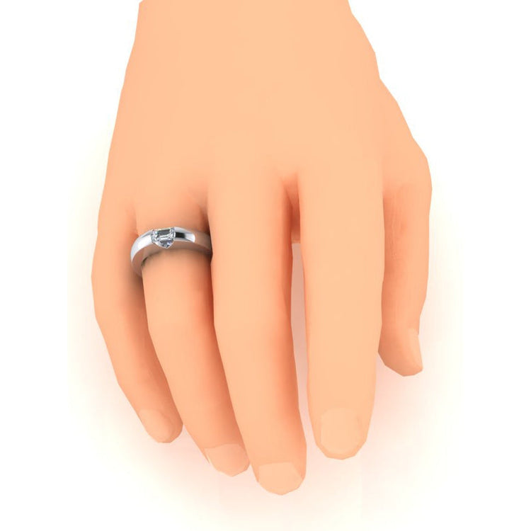 Bague Homme Est Ouest Émeraude en Naturel Diamant de 0,50 Carats d'Or