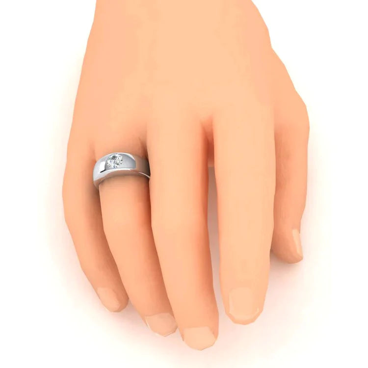 Homme Gypsy Solitaire Naturel Diamant 1 Carat F Vs1 Diamant Rond Or Blanc 14K