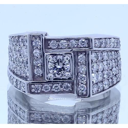 Bague Homme Look Vintage Véritable Diamant Rond Bijoux 3 Carats