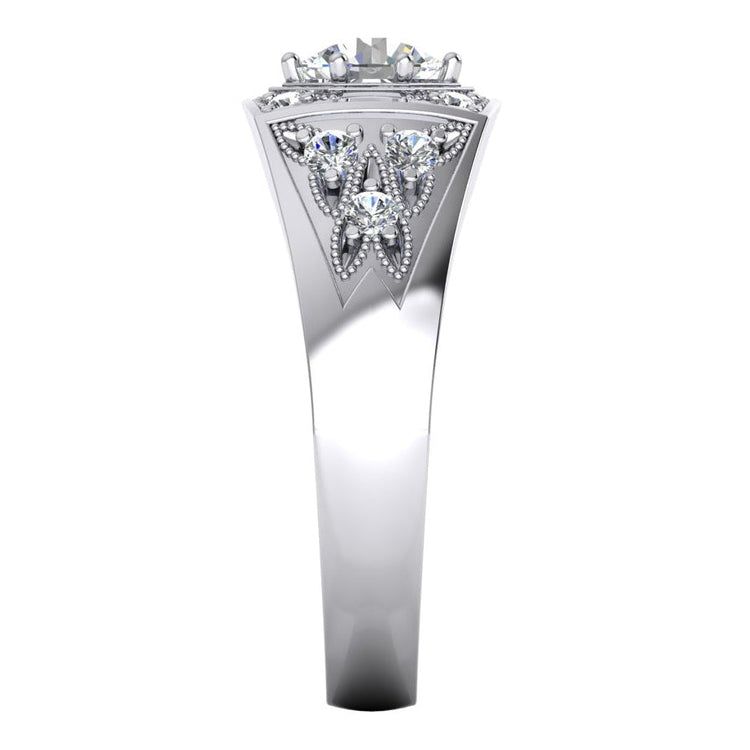 Bague Homme Réel Diamant Rond 1.50 Carats Or 14K