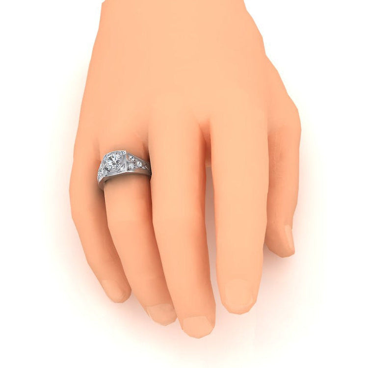 Bague Homme Réel Diamant Rond 1.50 Carats Or 14K