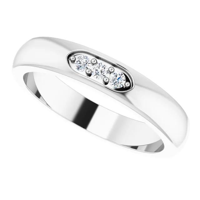 Bague Homme Réel Diamant Trois Pierres 0.50 Carats Bijoux Or Blanc Neuf