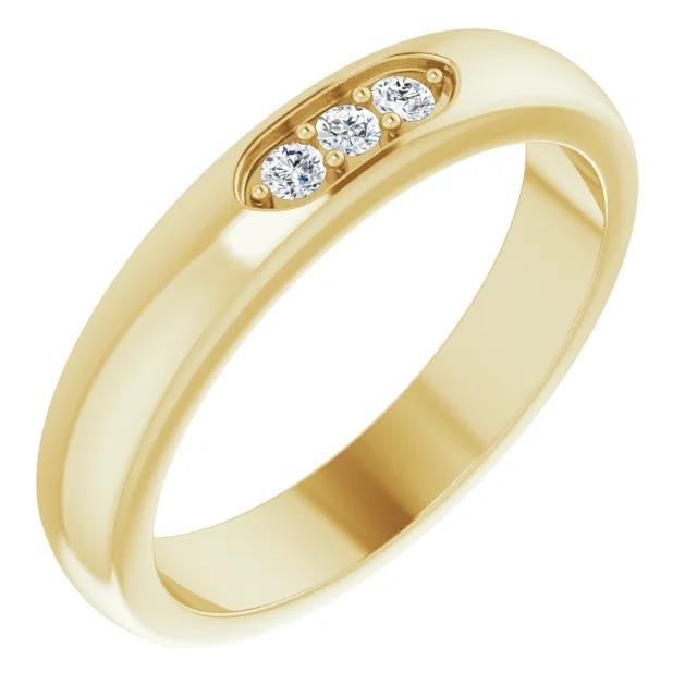 Bague Homme Réel Diamant Trois Pierres 0.50 Carats Or Jaune
