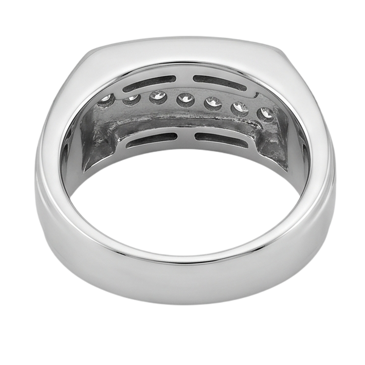 Bague Homme Scintillant 0.50 Carats Réel Diamants Naturels Extraits des Mines ( et non cultivés en laboratoire ) Ronds Or Blanc 14K