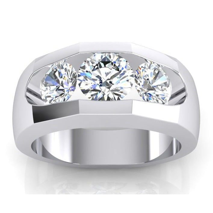 Bague Homme Véritable Diamant 3 Pierres Or 2 Carats