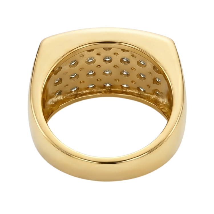 Bague Magnifique En Or Jaune Avec Réel Diamants Naturels Extraits des Mines ( et non cultivés en laboratoire ) Ronds 1.40 Carats