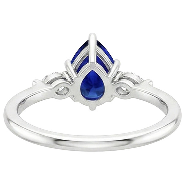 Bague Marquise Diamant Naturels Extraits des Mines ( et non cultivés en laboratoire ) Trois Pierres Poire Saphir Ceylan 3 Carats