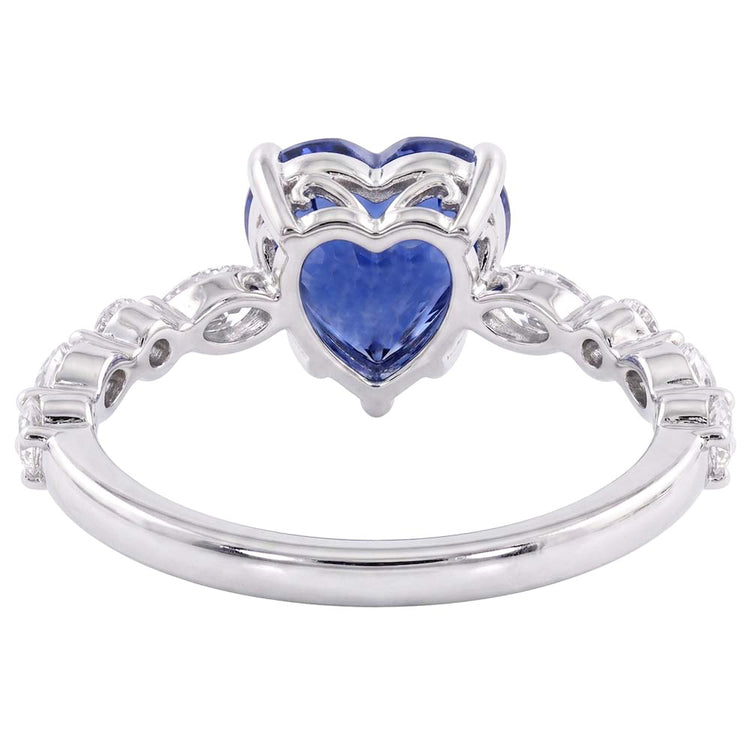 Bague Marquise & Diamant Rond Coeur Saphir Bleu Clair 3 Carats