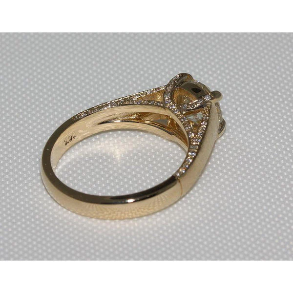 Bague Micro Pave Finition Réel Diamant 3 Carats Or Jaune Nouveau