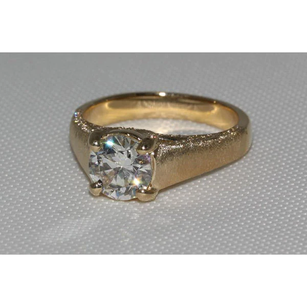 Bague Micro Pave Finition Réel Diamant 3 Carats Or Jaune Nouveau