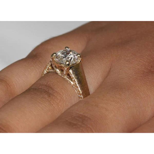 Bague Micro Pave Finition Réel Diamant 3 Carats Or Jaune Nouveau