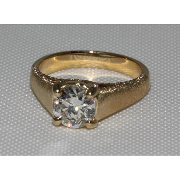 Bague Micro Pave Finition Réel Diamant 3 Carats Or Jaune Nouveau