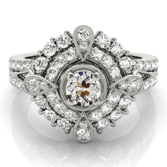 Bague Millegrain Double Halo Old Miner Naturel Diamond Star Style 5 Carats
