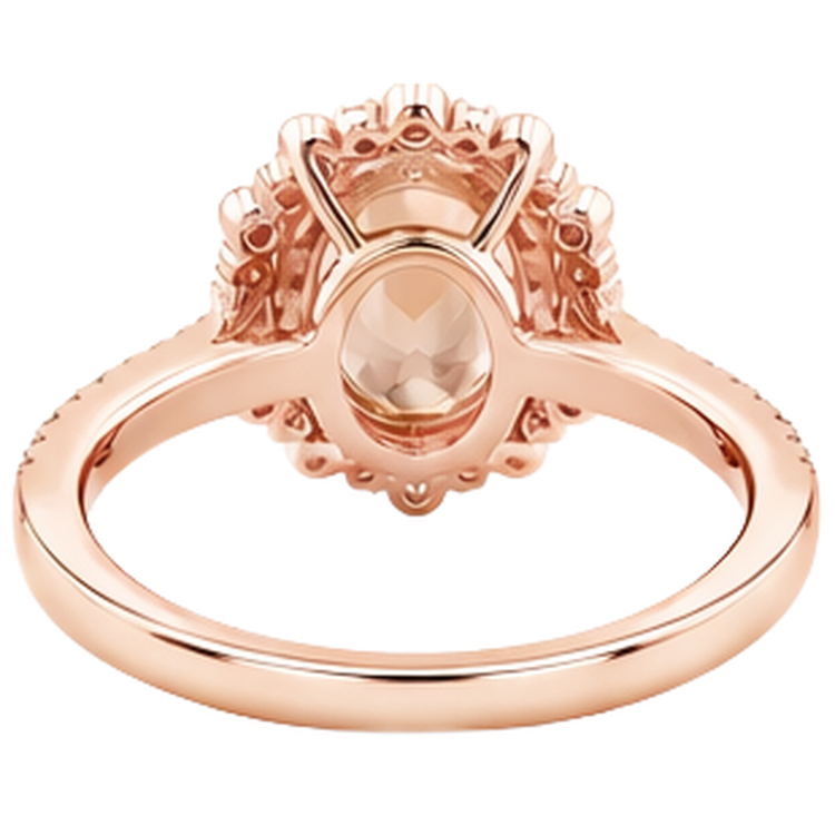 Bague Morganite 15.50 Ct Avec Diamants Naturels Extraits des Mines ( et non cultivés en laboratoire ) Or Rose 14K