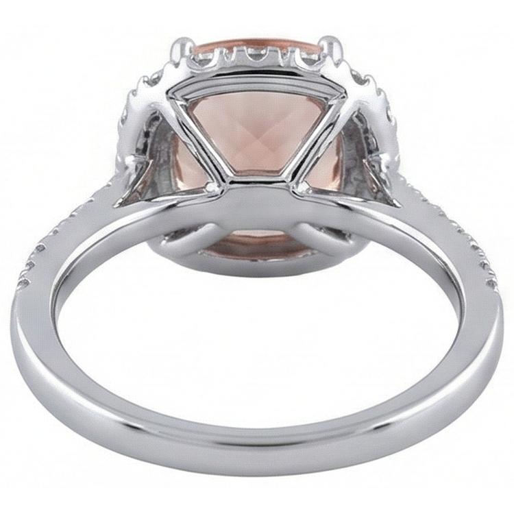 naturel cushion morganite 6.50carats bague avec accents diamants