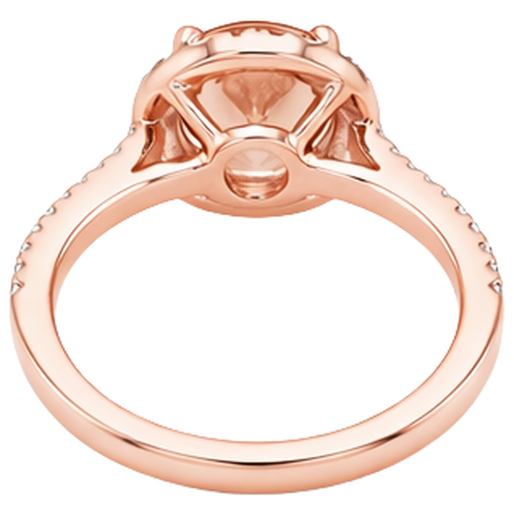 Bague Morganite Ovale Et Diamants Naturels Extraits des Mines ( et non cultivés en laboratoire ) 26.50 Ct Or Rose 14K
