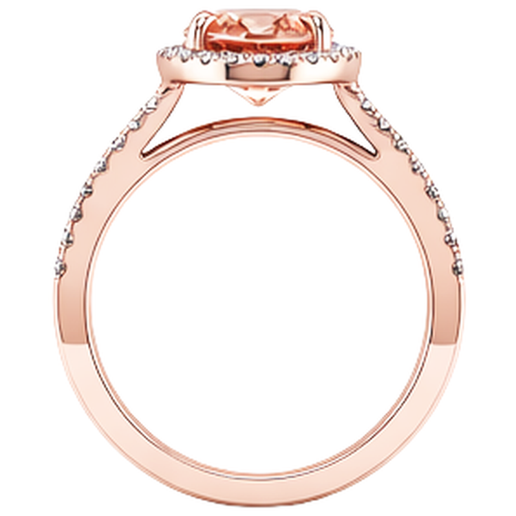 Bague Morganite ovale et ronde de 17.25 ct avec diamants en or rose