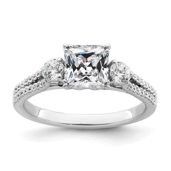 Bague Naturel Diamant Rond & Coussin Vieux Mineur 3 Pierres Style Pavé 6 Carats