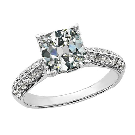 Bague Naturel Diamant Rond Et Coussin Vieux Mineur Bijoux En Or 14K 6.75 Carats