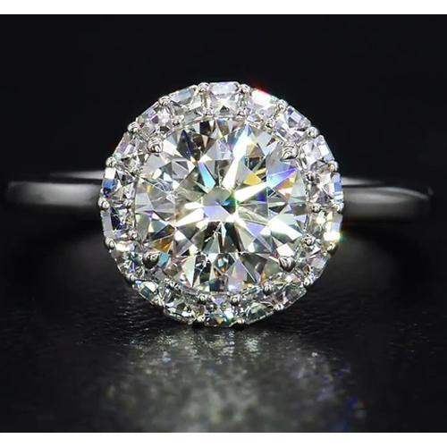 Bague Naturel Diamant Rond Style Halo 5.50 Carats Or Blanc 14K