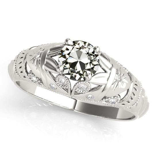 Bague Naturel Diamant Rond Taille Vieille Mine Style Antique Or 2.50 Carats