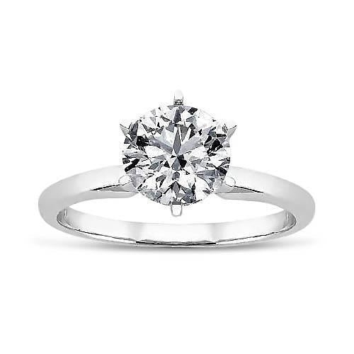 Bague Naturel Diamant Solitaire Coupe Ronde 1 Carat En Or Blanc 14K Bijoux