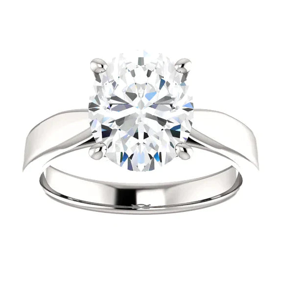 Bague Naturel Diamant Solitaire Serti Cathédrale Ovale 3.50 Carats