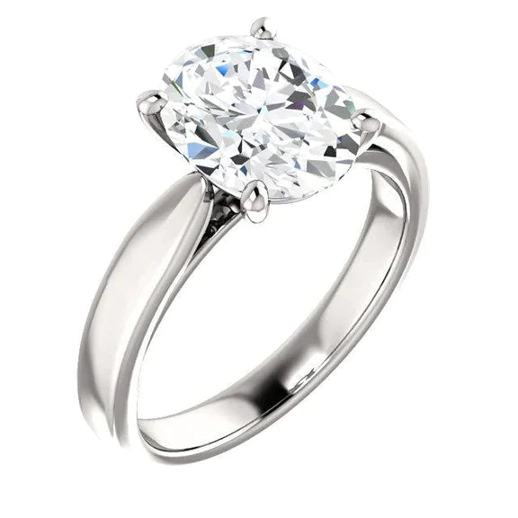 Bague Naturel Diamant Solitaire Serti Cathédrale Ovale 3.50 Carats