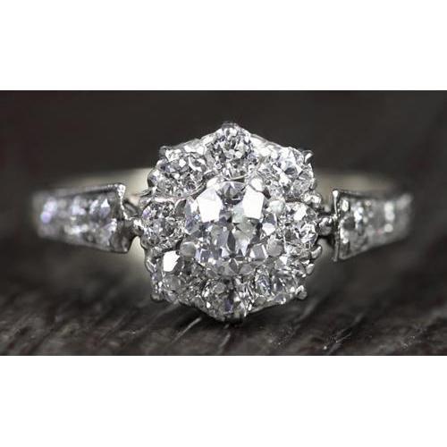 Bague Naturel Diamant Style Vintage 2 Carats Millgrain Accentué Bijoux Nouveau