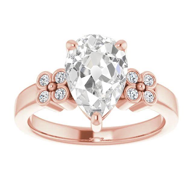 Bague Naturel Diamant Taille Poire Ancienne Mine Bijoux Style Floral 5.50 Carats
