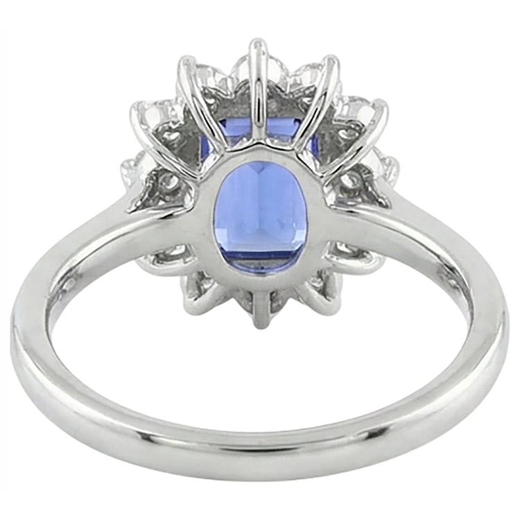 Bague Or Blanc 14K 7 Ct Tanzanite Et Diamants Neuf