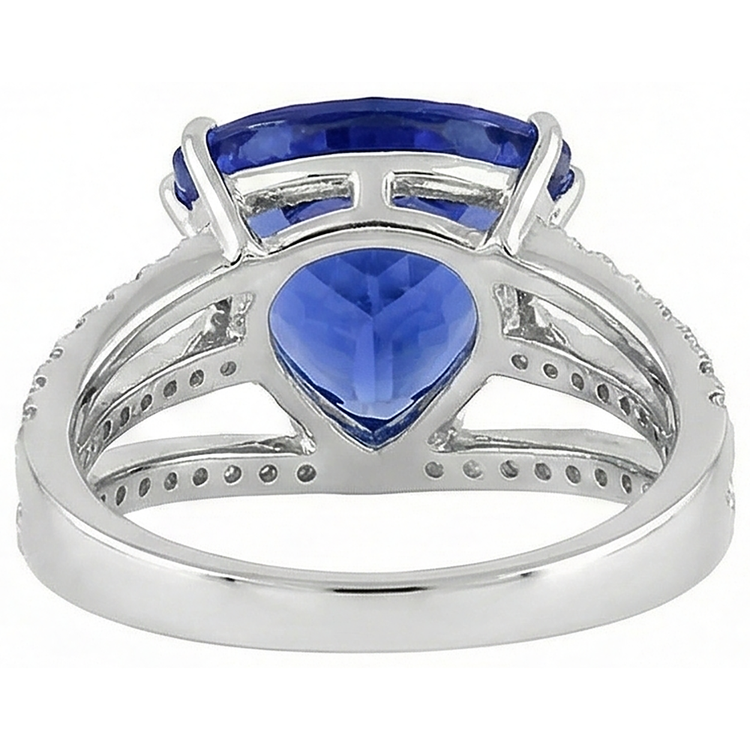 naturel trillion tanzanite 6carats bague avec accents diamants